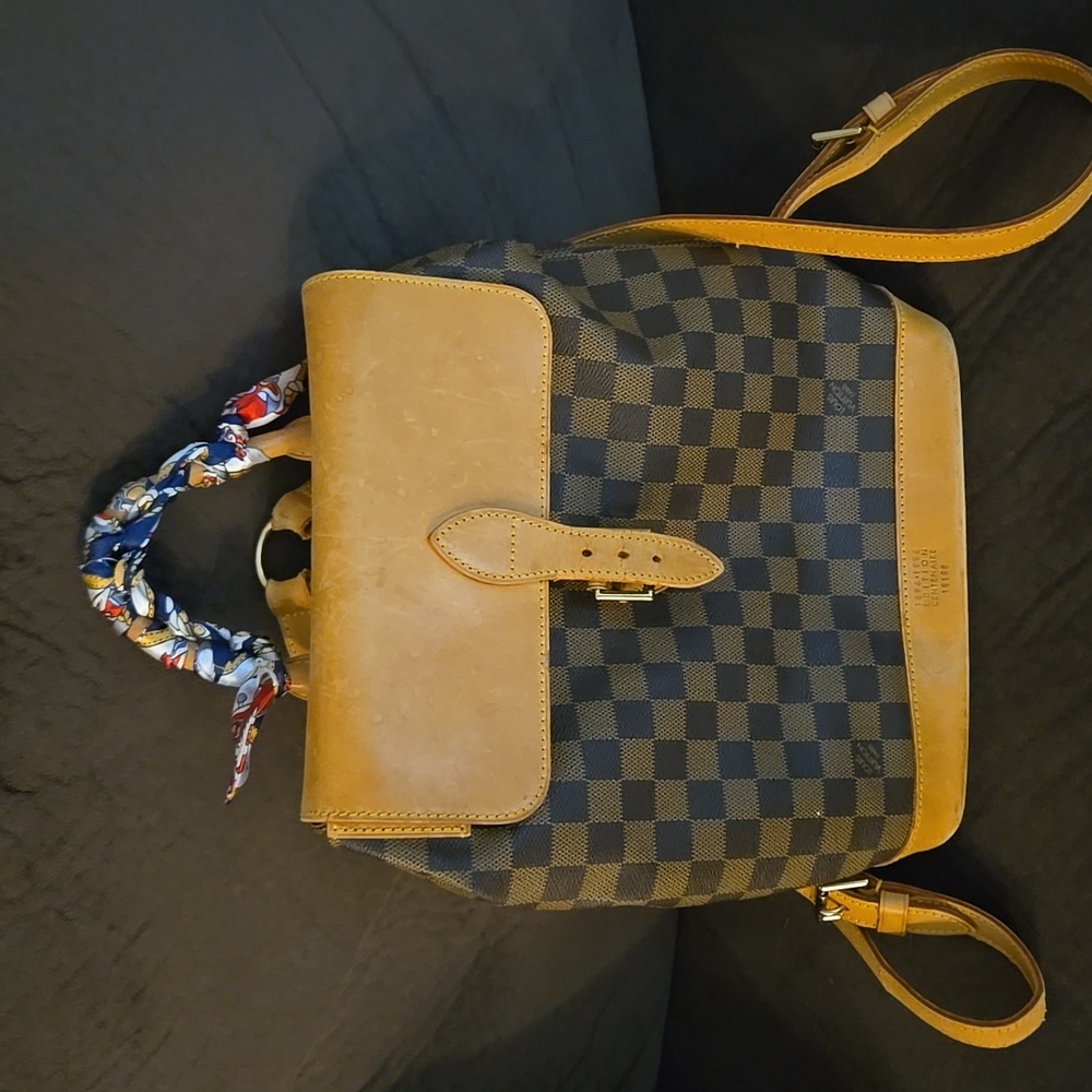 Louis Vuitton Brown and Tan Checkered Backpack